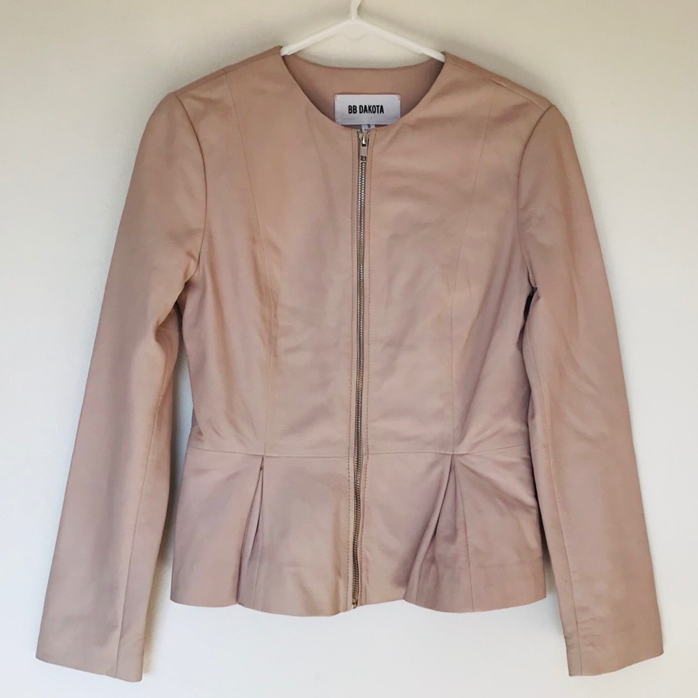 BB Dakota cream pinki leather zip up jacket